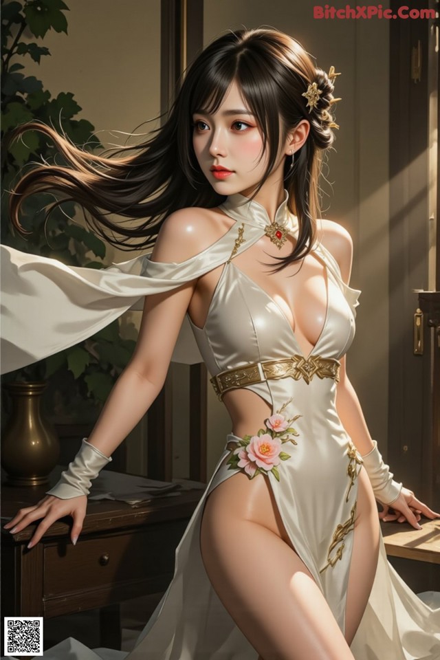 Hentai - The Frozen Elegance That Melts Starlight Set.1 20250104 Part 15 No.a3b50f A woman in a white dress posing for a picture.