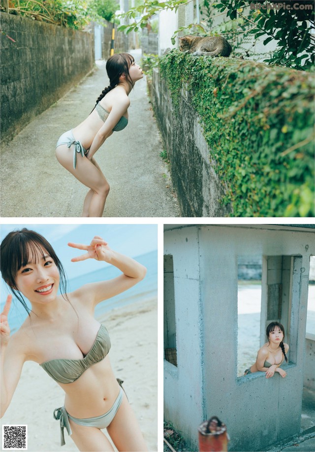 A woman in a bikini posing for a picture.
